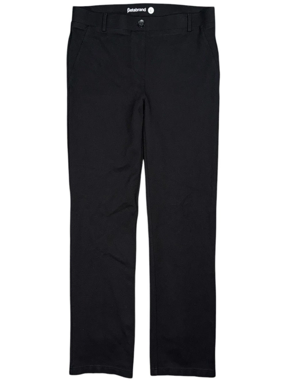 Betabrand Classic Straight Dress Yoga Pants Black Pull On Ponte Womens Sz Large